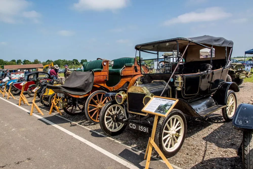 Shuttleworth vehicle collection on display, outdoors. Photo: www.shuttleworth.org